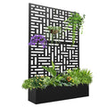 71'' Metal Planter with Trellis, Raised Garden Bed with Drainage Hole, Black D230697
