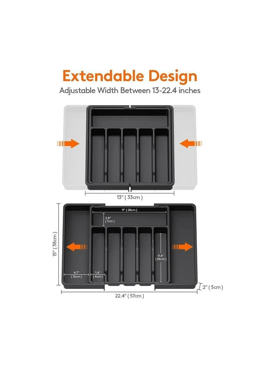 Expandable Black Silverware Utensil Organizer J5616