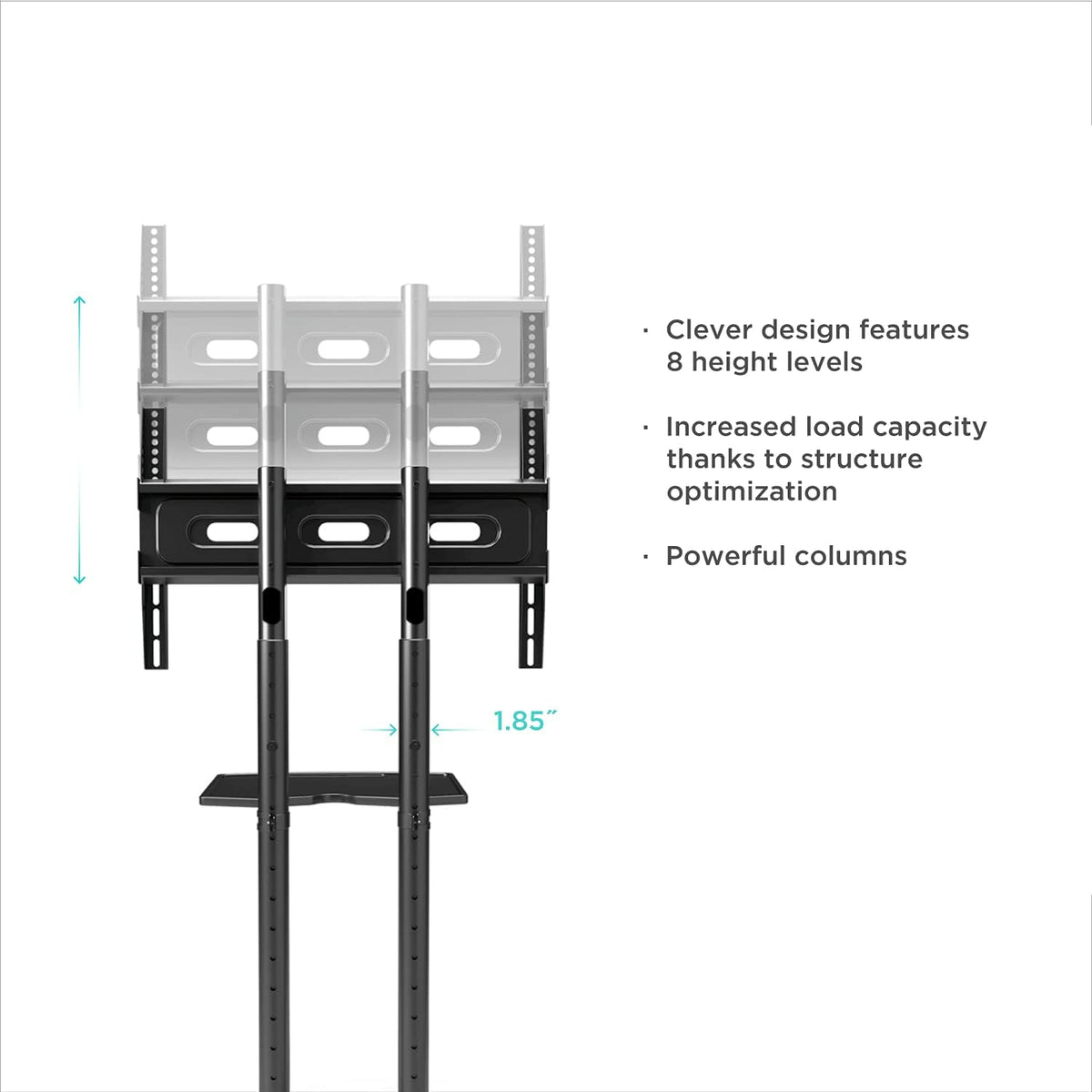 Mobile TV Stand for 40 to 65 Inch TV Screens with Wheels W880