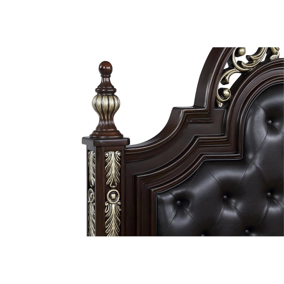 Brown Solid Wood Queen Bed Q128