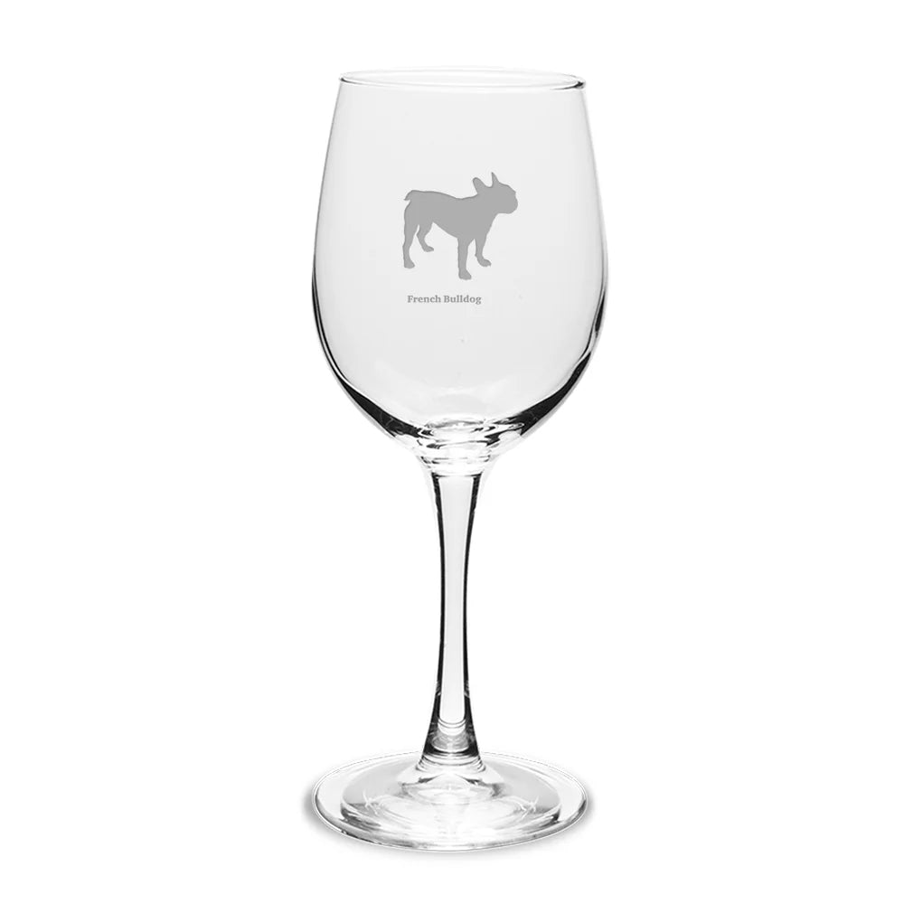 French Bulldog 12 oz White Wine Glass L405