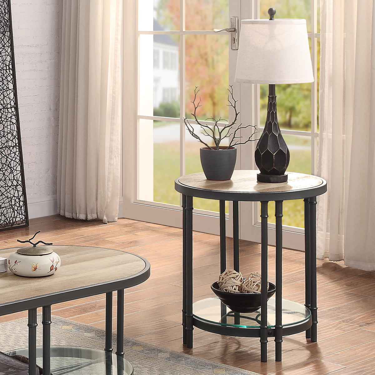 Oak Sandy Black End Table N609