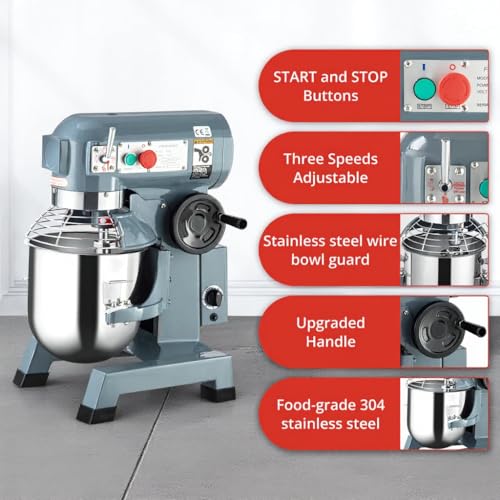 450W 10QT 3-Speed Stainless Steel Commercial Food Mixer V69764