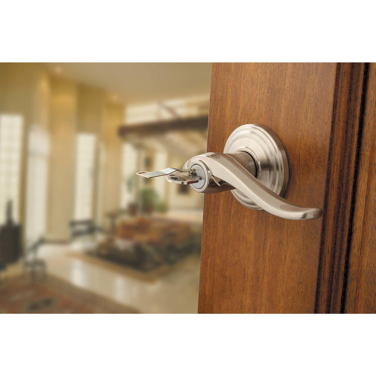 Satin Nickel Keyed Entry Lever Y38792
