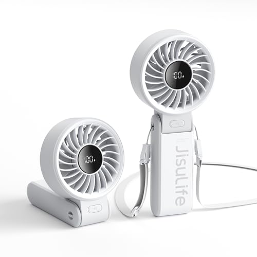 Handheld Fan High-Power Motor LED Display 5000mAh Rechargeable Foldable Black W3365
