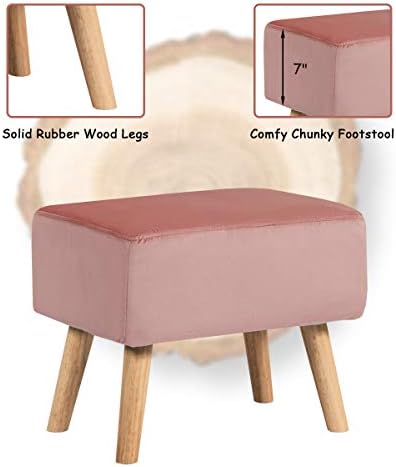 Pink Velvet Accent Chair with Ottoman Y624