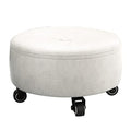Red Leather Rolling Ottoman Stool with Wheels Z87955
