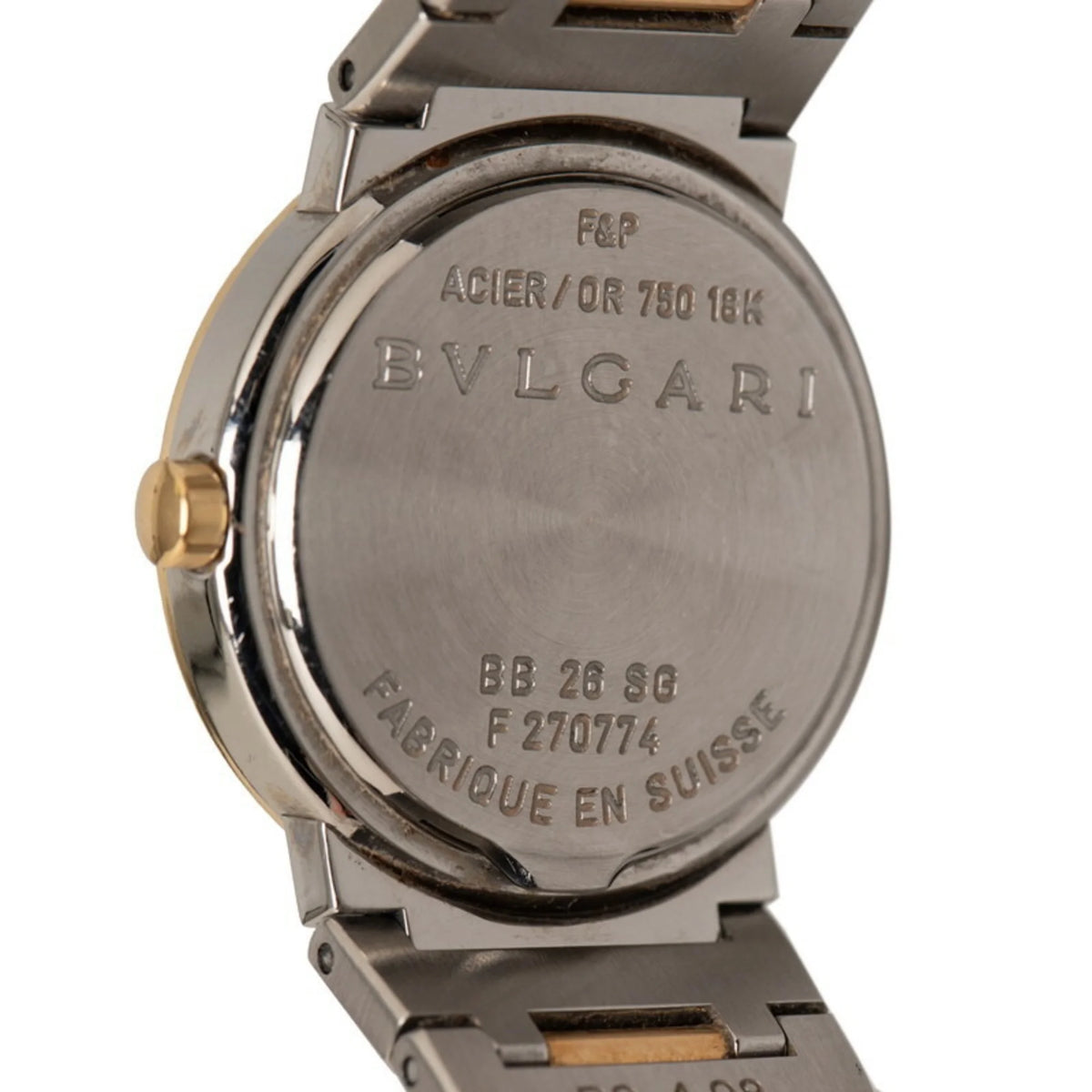 Pre-Owned Black Dial Stainless Steel Yellow Gold Ladies Watch D570