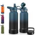 32 oz Insulated Stainless Steel Water Bottle with Straw and 3 Lids L64468