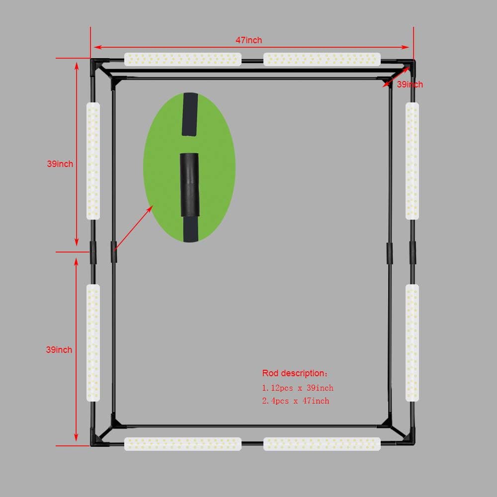 47x39x78 inch Dimmable LED Photo Shooting Tent with 3 Colors PVC Backdrops and Carrying Bag X922519