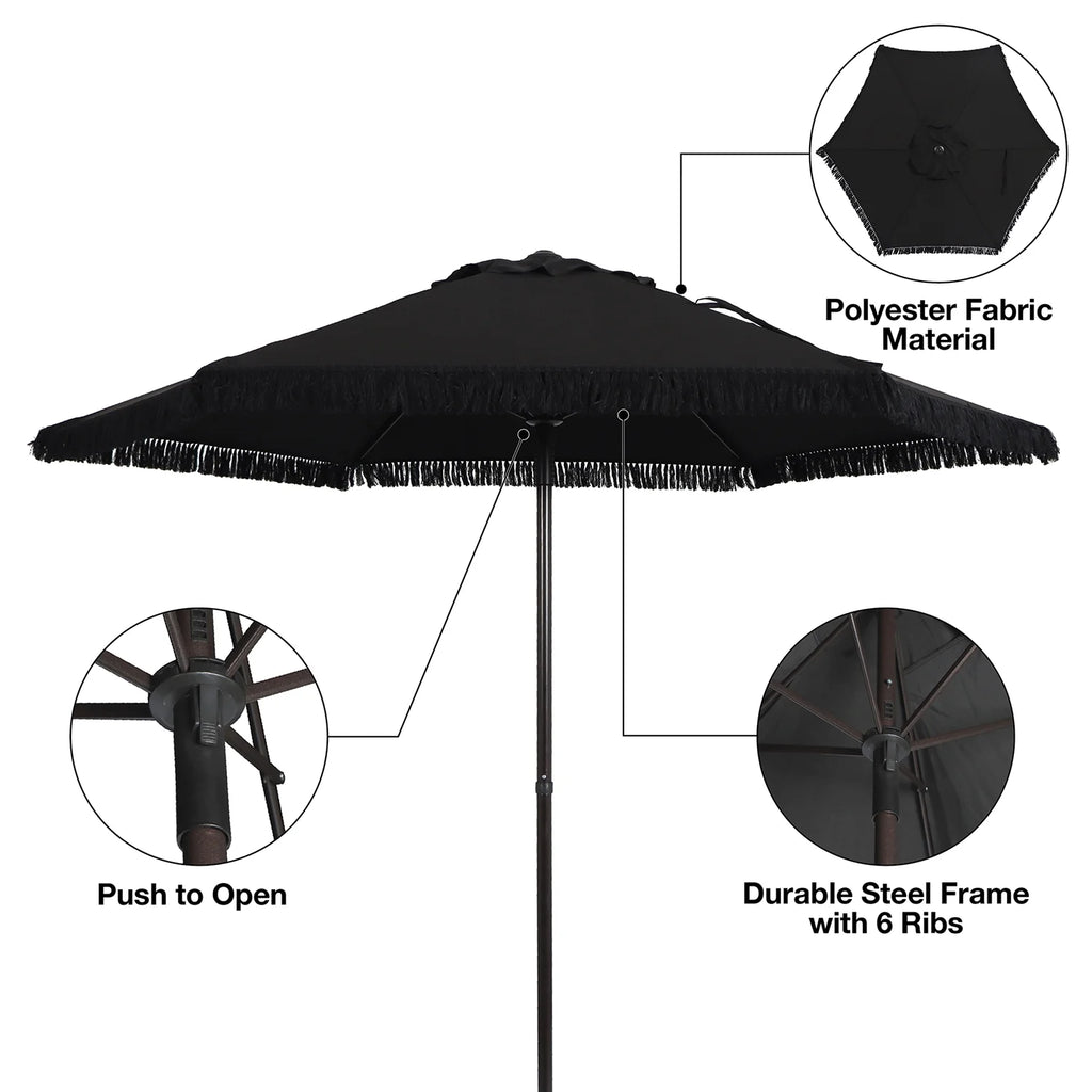White 7.5' Round Patio Umbrella with Steel Pole K7153