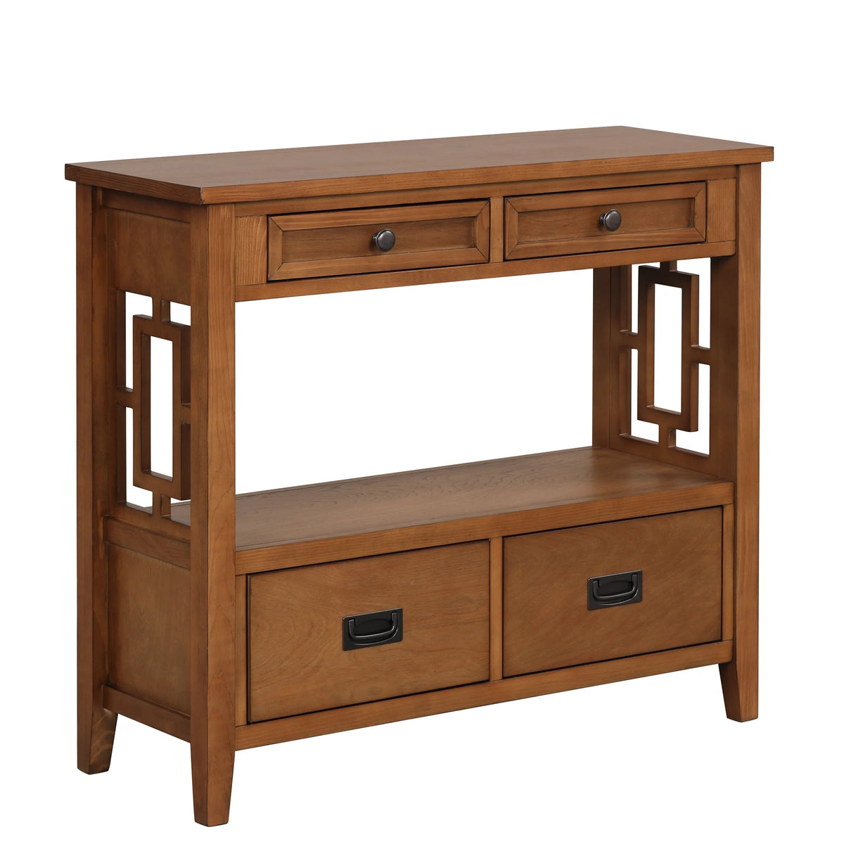 36'' Pine Wood Console Table with 4 Drawers & 1 Storage Shelf V87049