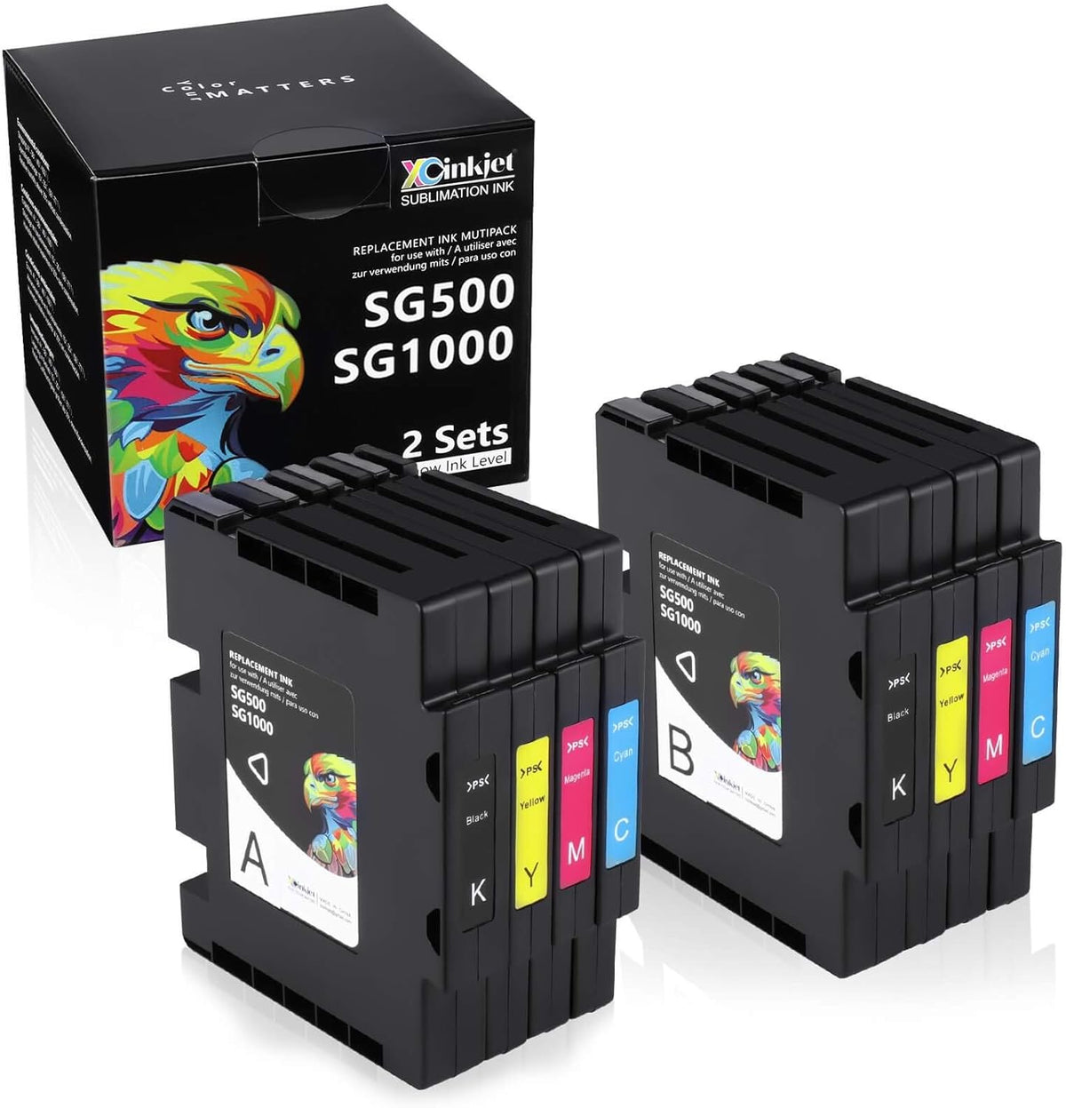 Sublimation Ink Cartridge 8-Pack for Sawgrass Virtuoso SG500 SG1000 Printer R335100