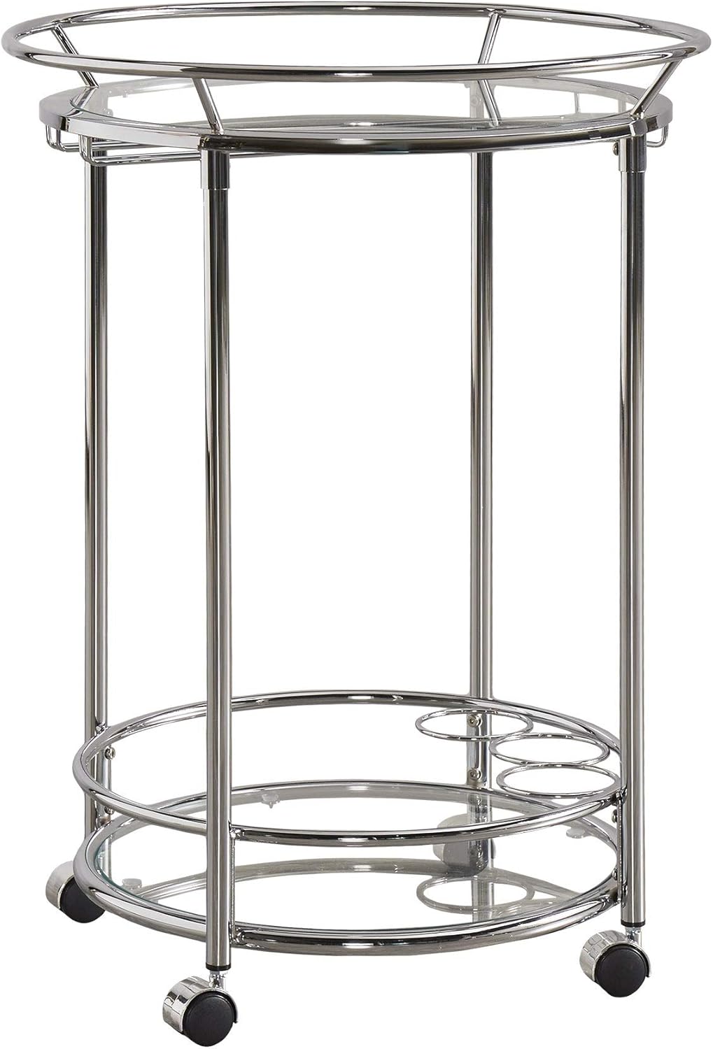 Chrome Metal Glass Top Bar Cart G538178