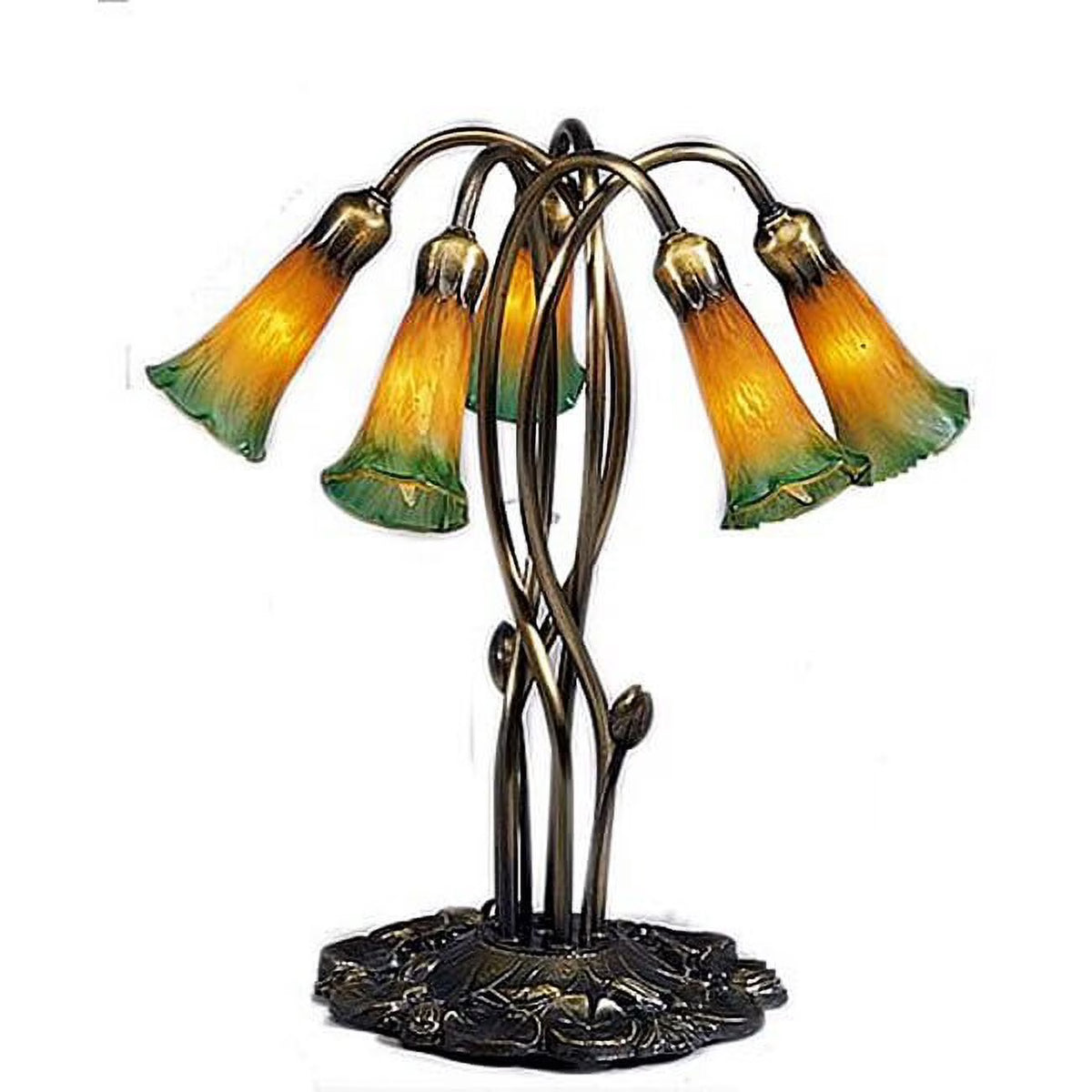 Tiffany-style Lily Amber/ Green Lamp I2853
