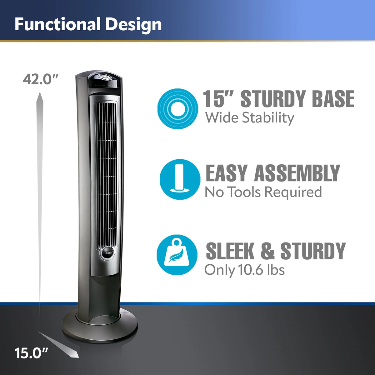 42 Tower Fan with Remote, Gray/Brown U85008