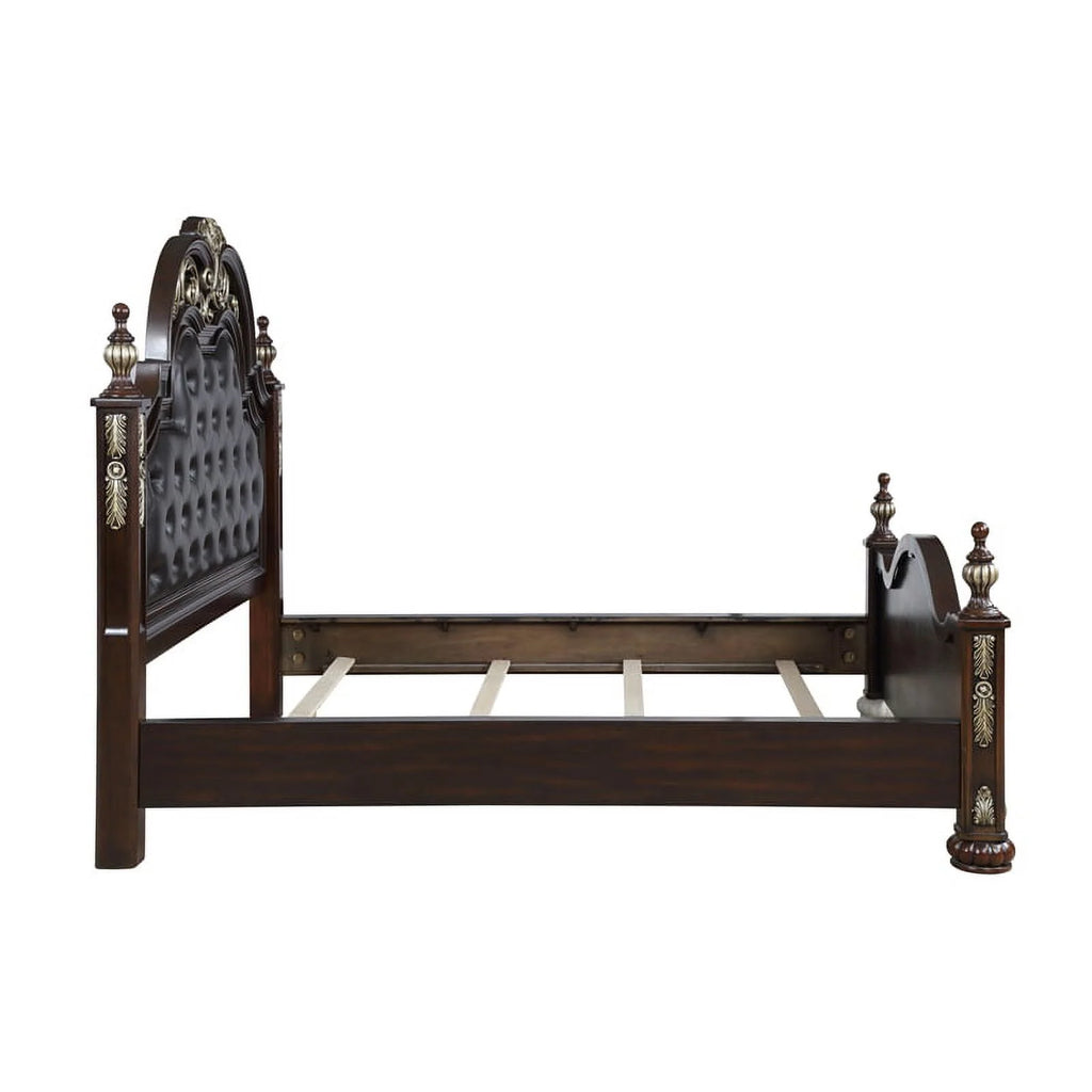 Brown Solid Wood Queen Bed Q128