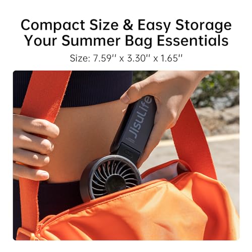 Handheld Fan High-Power Motor LED Display 5000mAh Rechargeable Foldable Black W3365