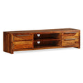 Sheesham Wood TV Stand with Door Cabinet and 2 Storage Drawers H6948