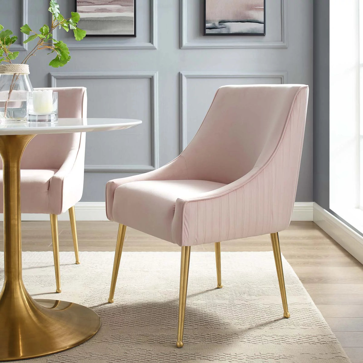 Pink Upholstered Velvet Dining Chair A214087