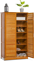 Brown Bamboo Shoe Storage Cabinet with Double Shutter Doors L265108