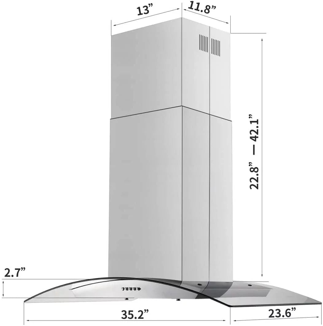 36 inch Kitchen Range Hood with Aluminum Filter Tempered Glass D4477