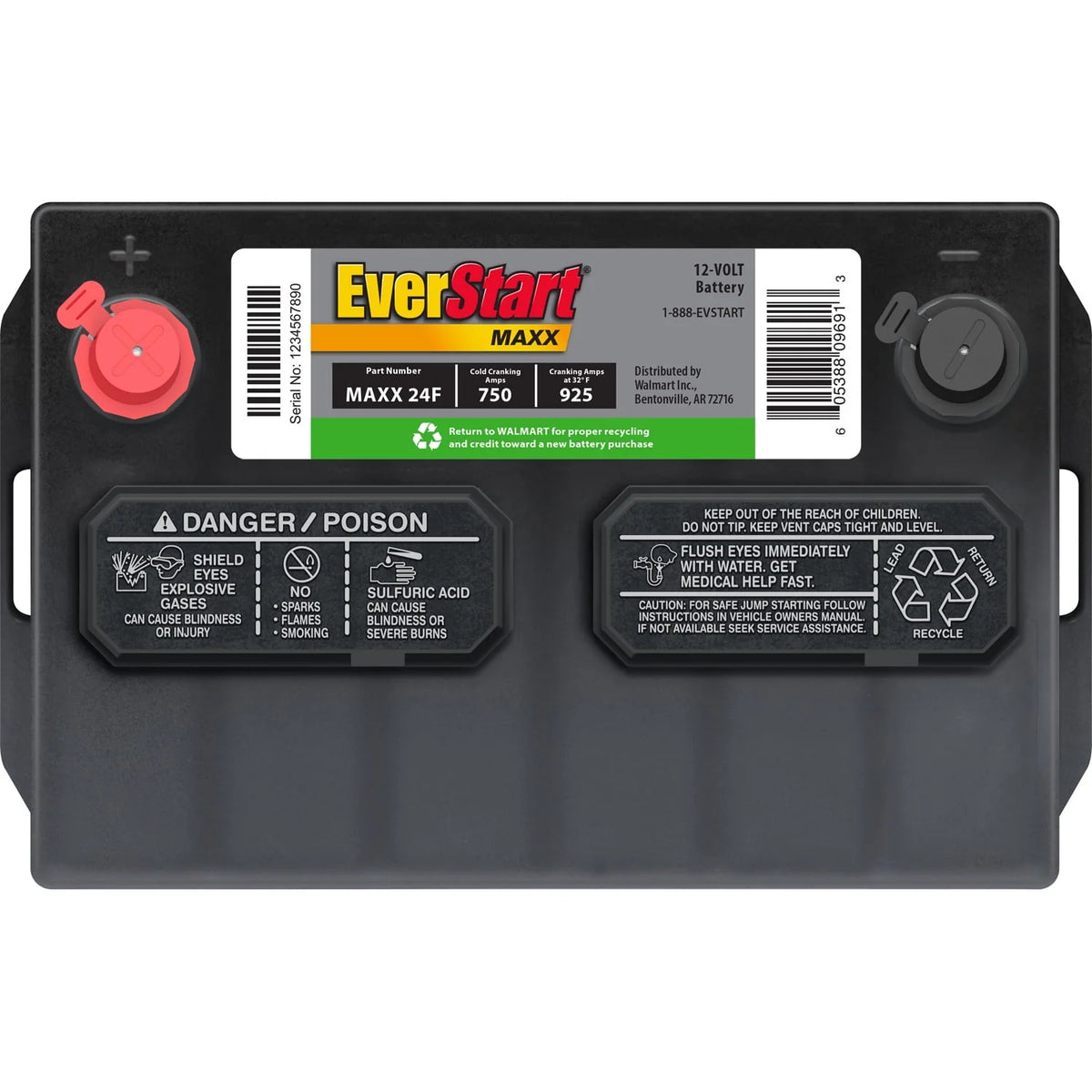 Lead Acid Automotive Battery, Group Size 24F 12 Volt, 750 CCA Y37401