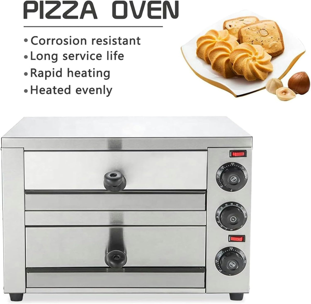 Stainless Steel 2-Layers Electric Pizza Oven M5292