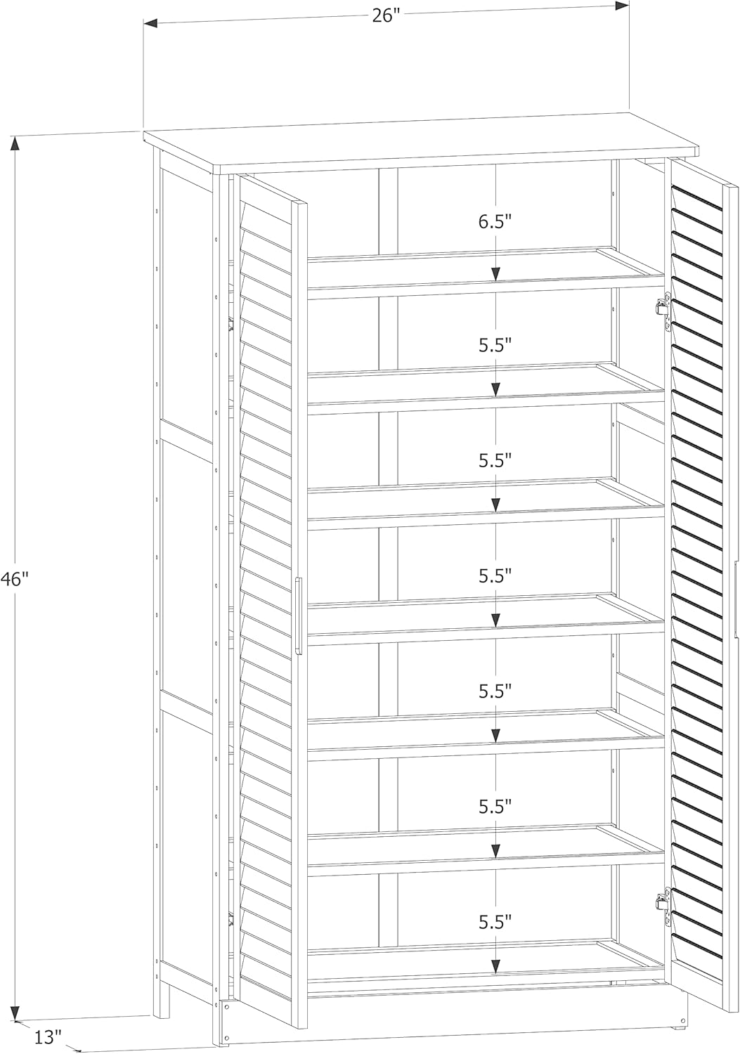 Brown Bamboo Shoe Storage Cabinet with Double Shutter Doors L265108