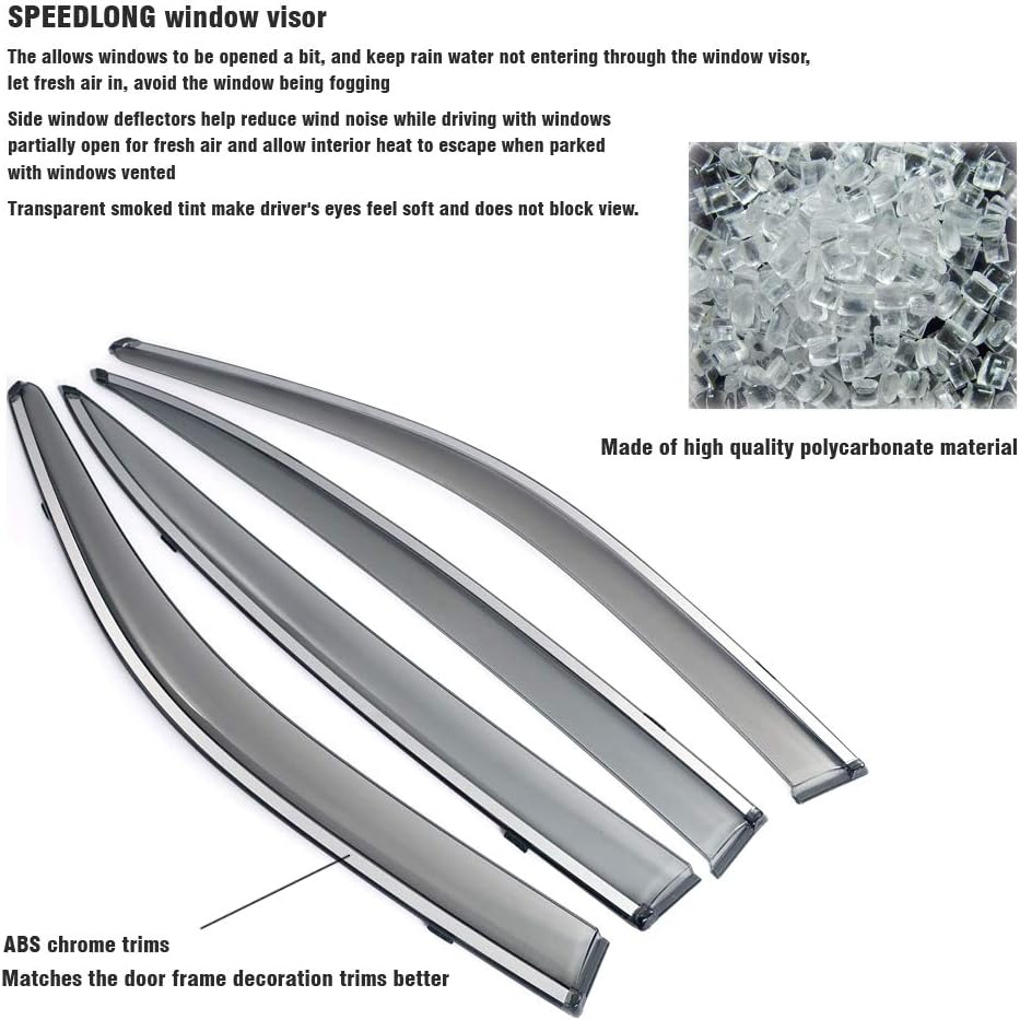 Car Window Visor Vent Shade Deflector Sun Rain Guards Pack of 2 F705