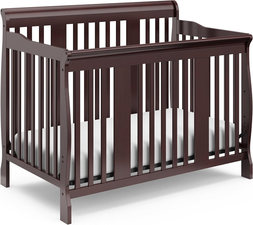 Espresso 4-in-1 Convertible Crib with Adjustable Height Mattress L9067