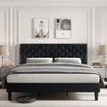 King Size Upholstered Platform Bed with Adjustable Headboard E81797
