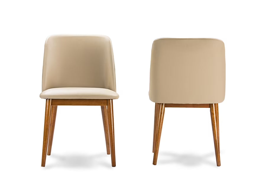 Light Brown and Beige Faux Leather Dining Chair (Set of 2) B20736