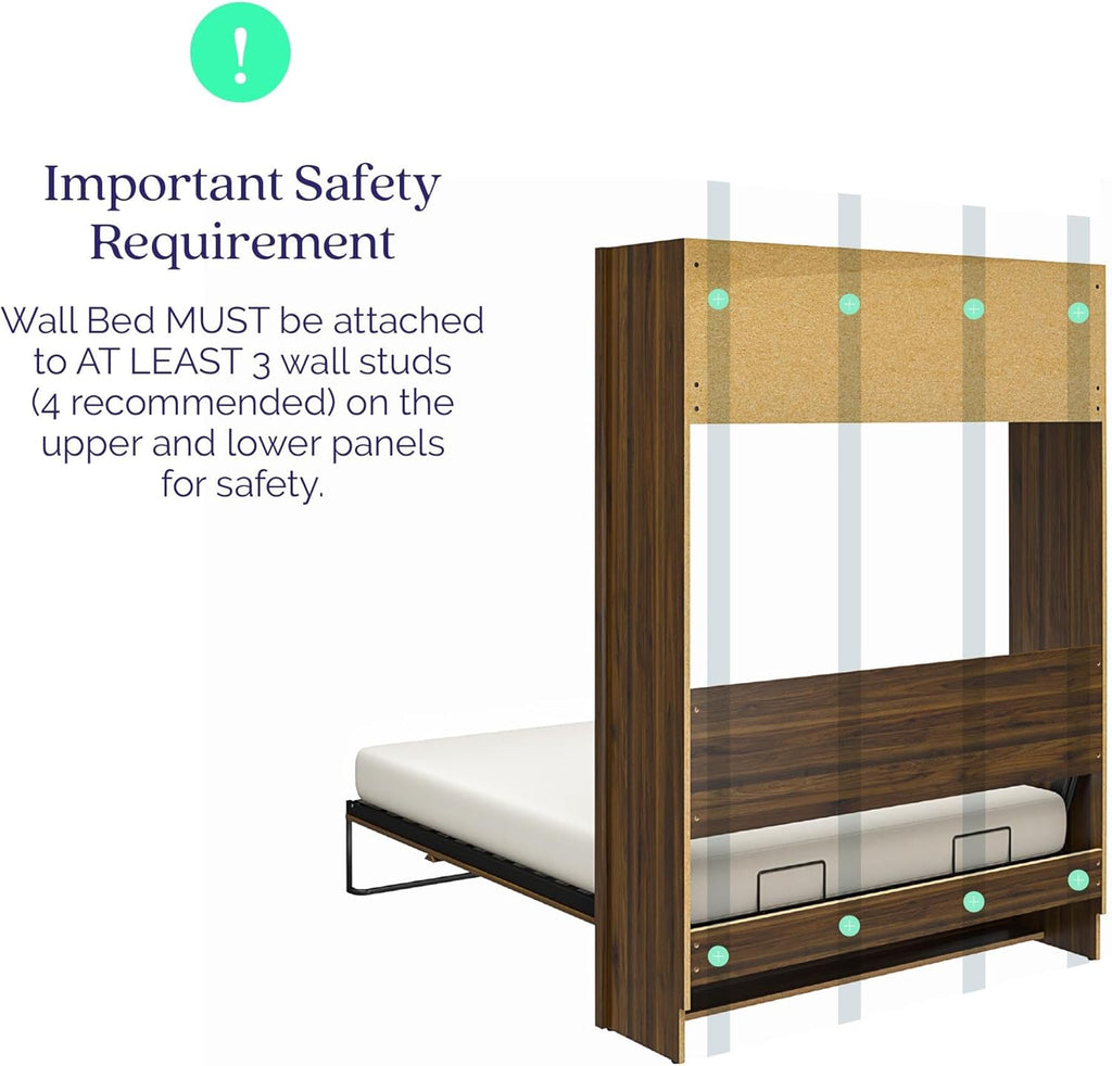 Full Size Murphy Wall Bed with Storage in Light Oak K681