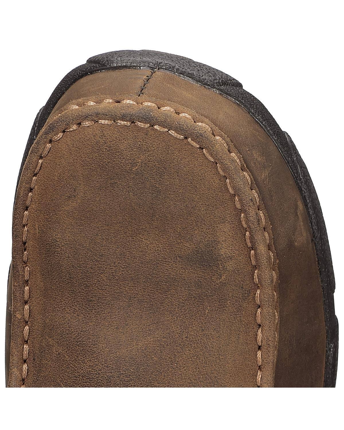 Distressed Saddle Leather Safety Toe Driving Moc E699673