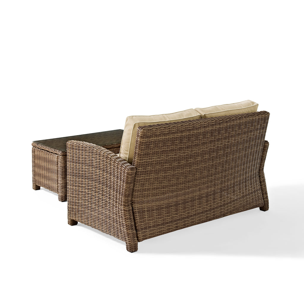 2 Piece Fabric Patio Sofa Set in Brown and Sand W88196