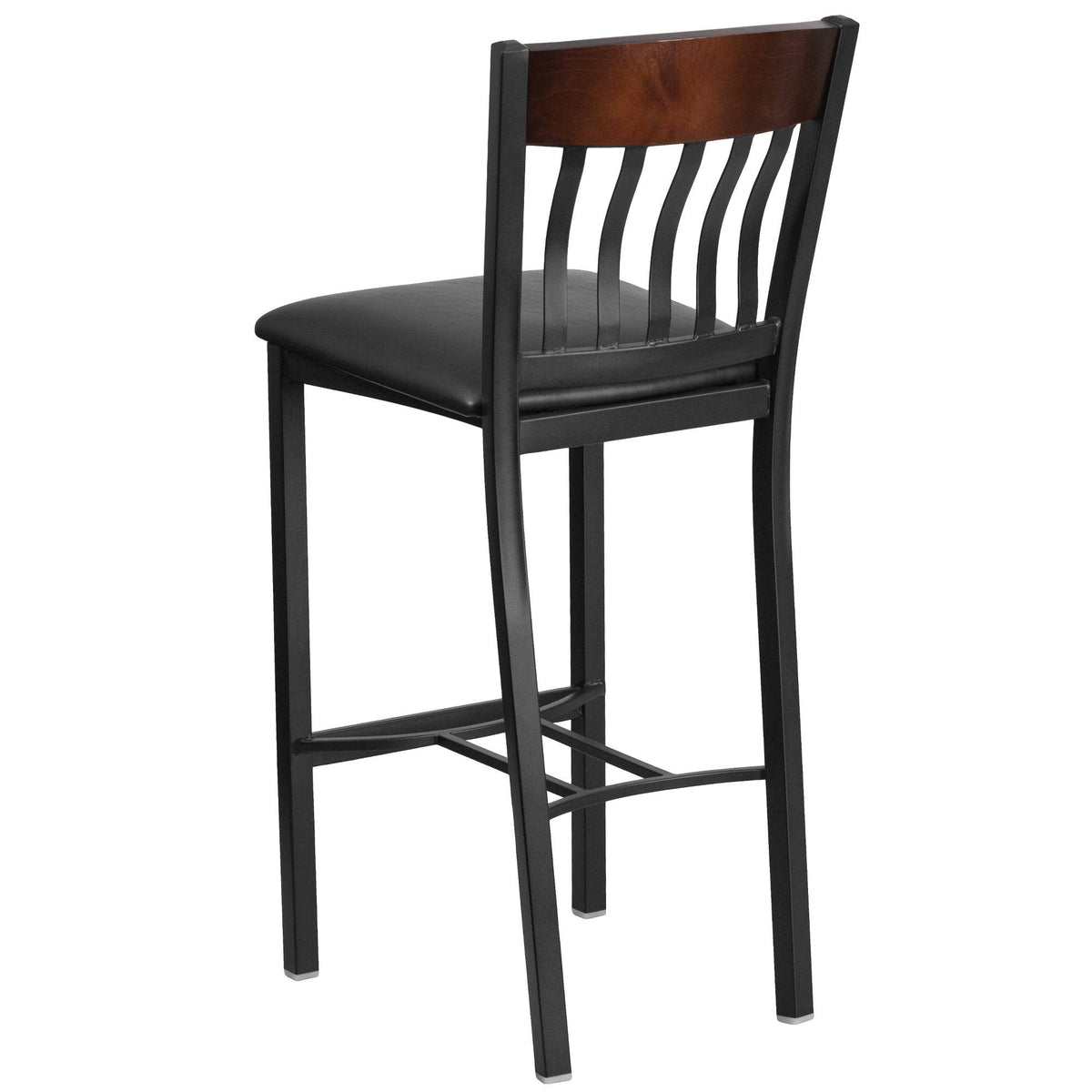Metal and Walnut Wood Barstool with Vinyl Seat S89814