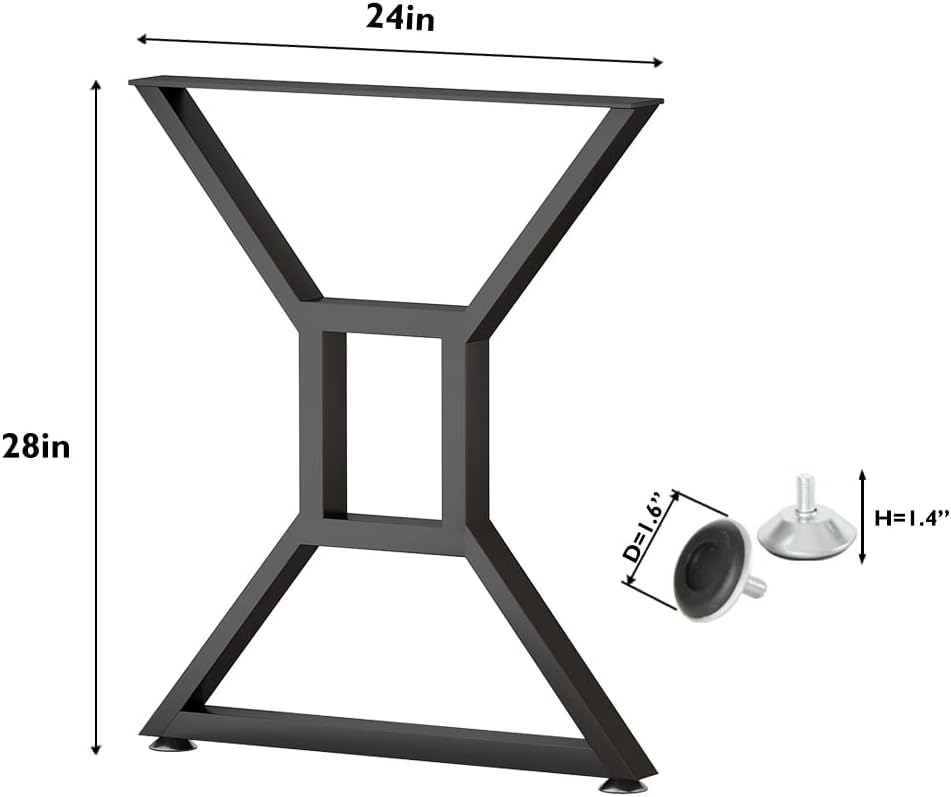 28-inch Metal Table Legs Set of 2 Black Cast Iron Heavy Duty N800
