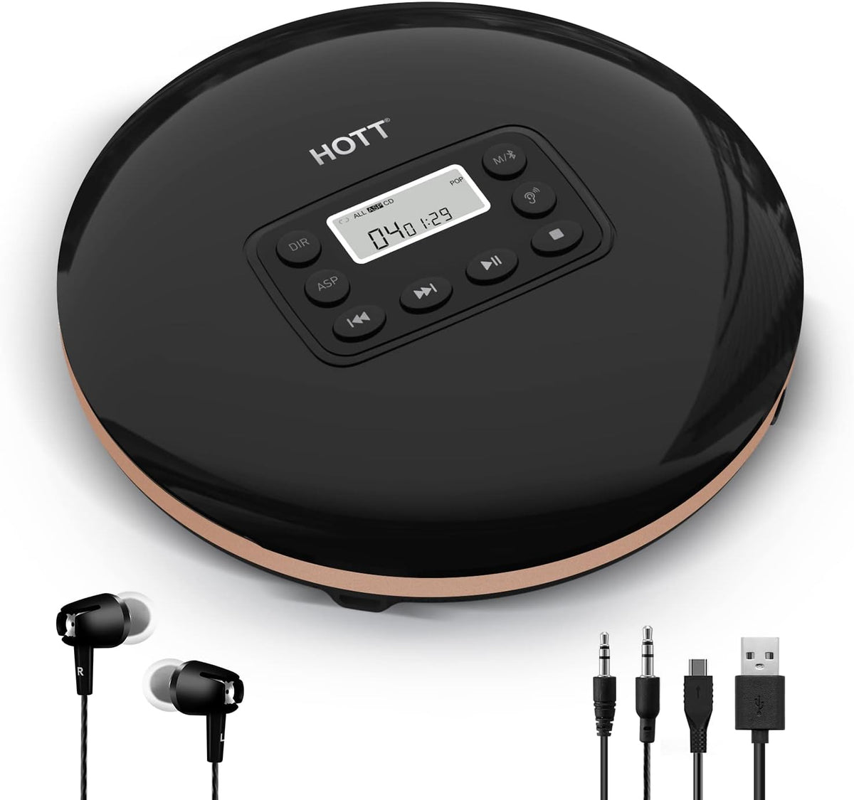 Bluetooth Portable CD Player with Stereo Headphones C640678