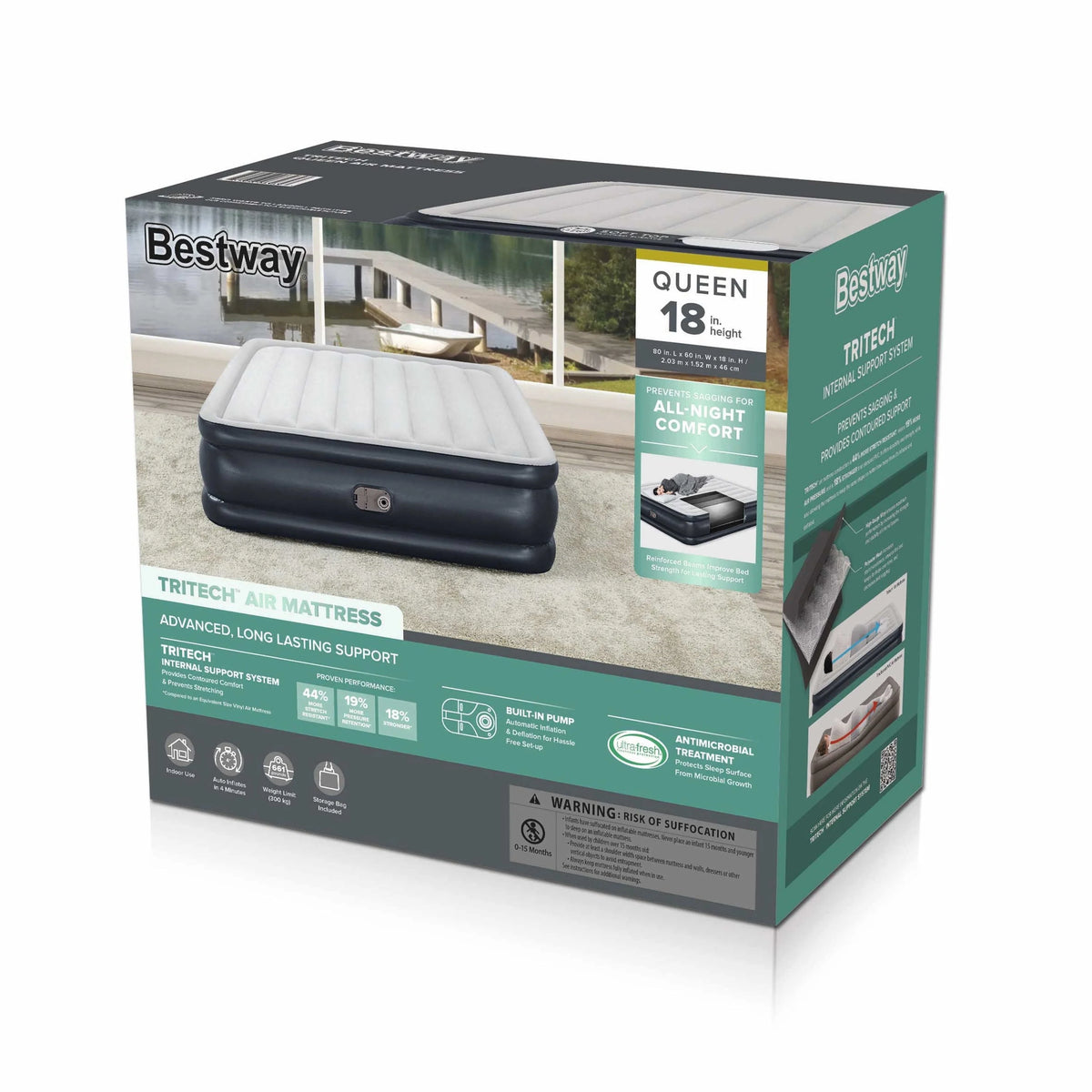 18 Queen Air Mattress with Built-in Pump E56693