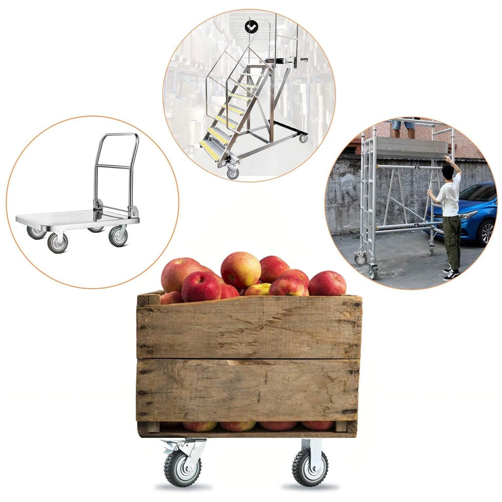 8'' Heavy Duty Anti-Skid Rubber Swivel Casters 4 Pack T5925