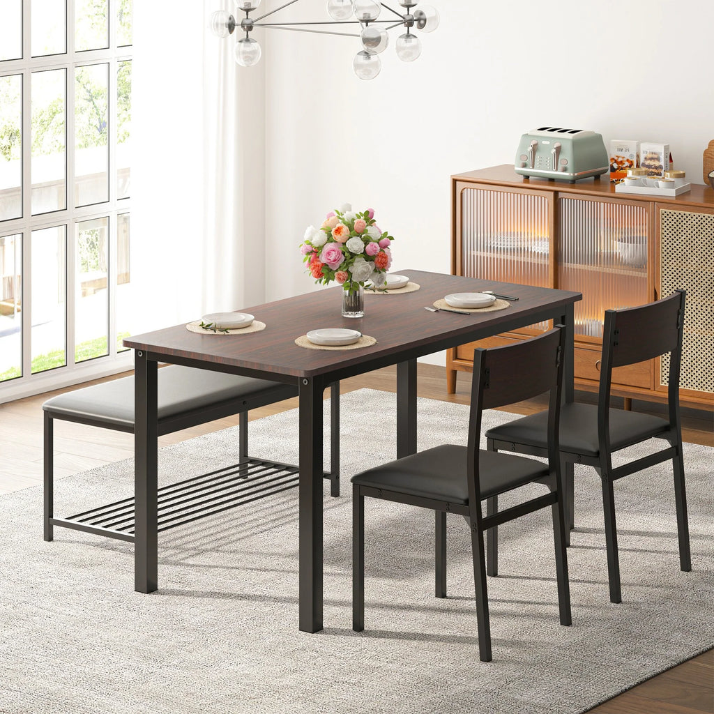 4 Person Dining Set with Upholstered Chair and Bench S4689