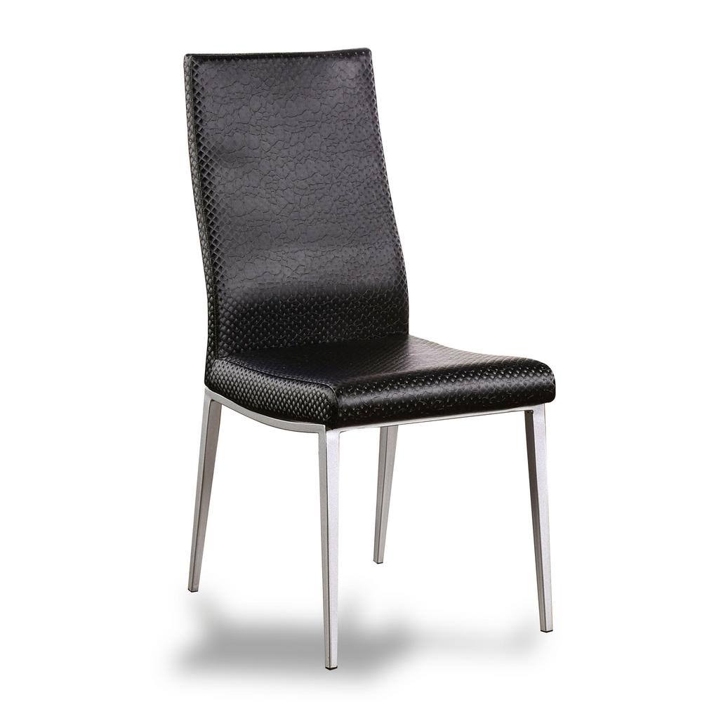 Silver/Black Side Chair Set of 2 A40383