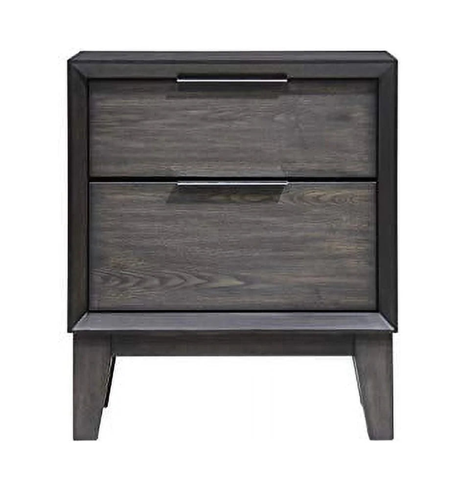 King Size Gray Bedroom Set with Bed Dresser Mirror Chest and 2 Nightstands U280353