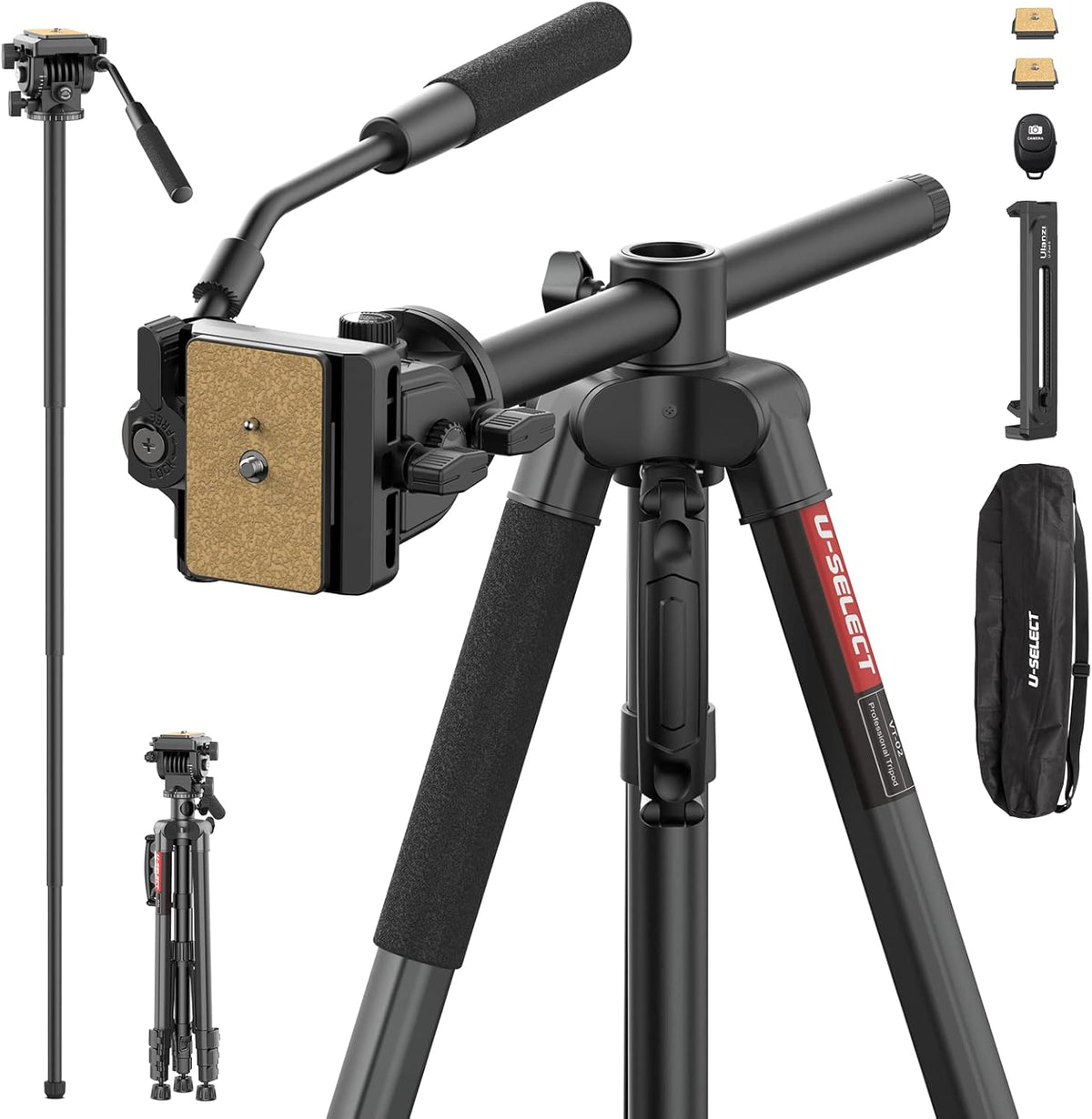 72" Heavy Duty Aluminum Tripod with Fluid Head, Pack of 2 Q8977