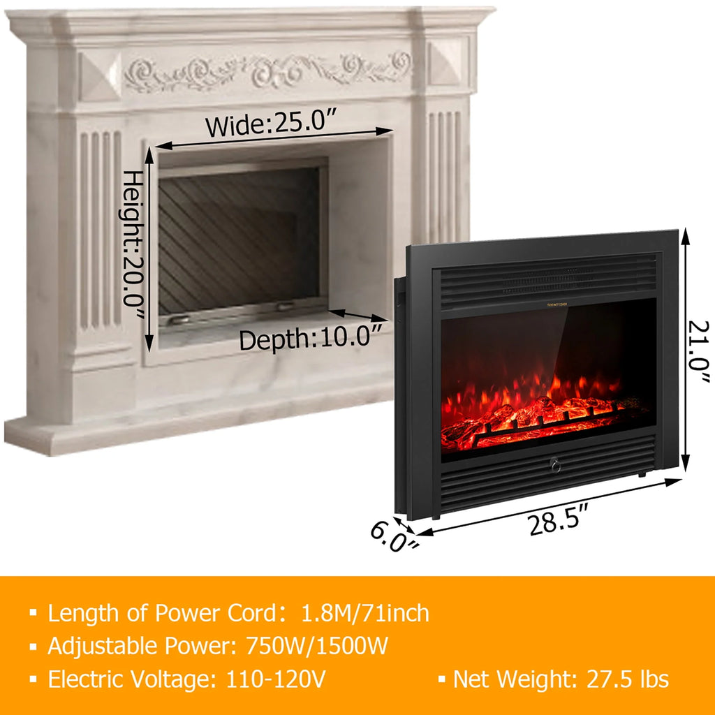 28.5 Electric Fireplace Insert Heater with Remote B11579