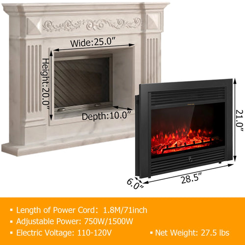 28.5 Electric Fireplace Insert Heater with Remote B11579