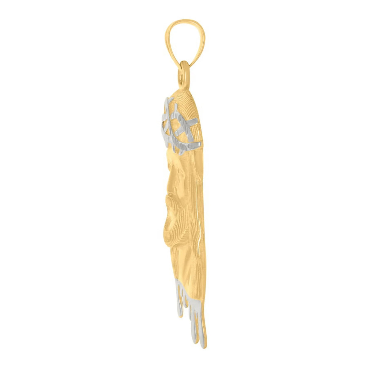10k Two Tone Gold Mens Jesus Pendant Necklace F102