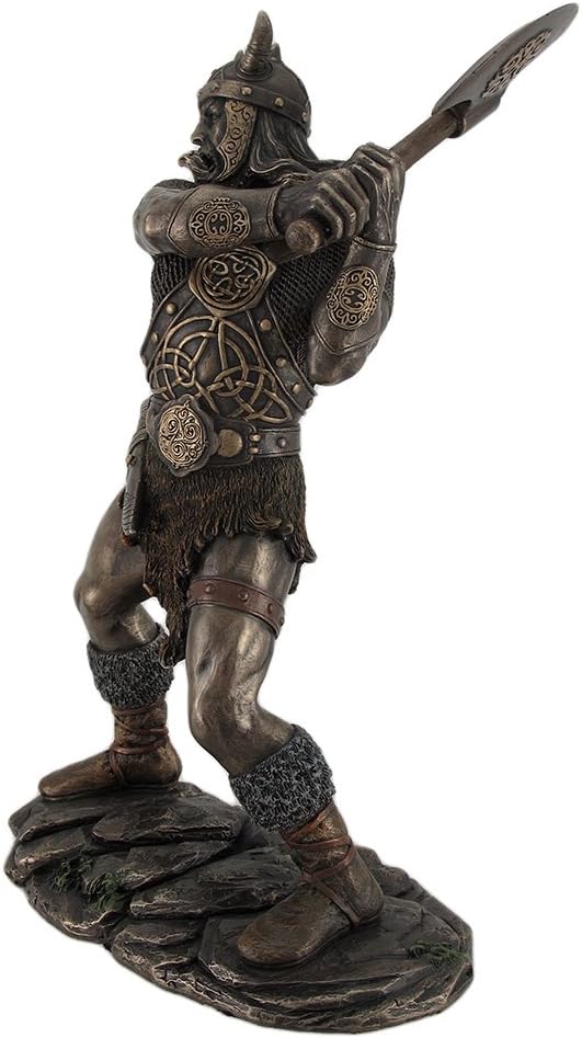 11.25 Tall Viking Axe Warrior Battle Stance Cold Cast Resin Antique Bronze Finish F319