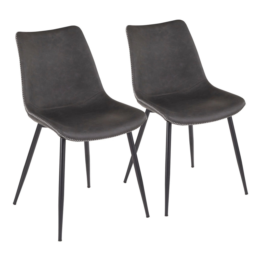 Grey Faux Leather Dining Chair Set of 2 T109